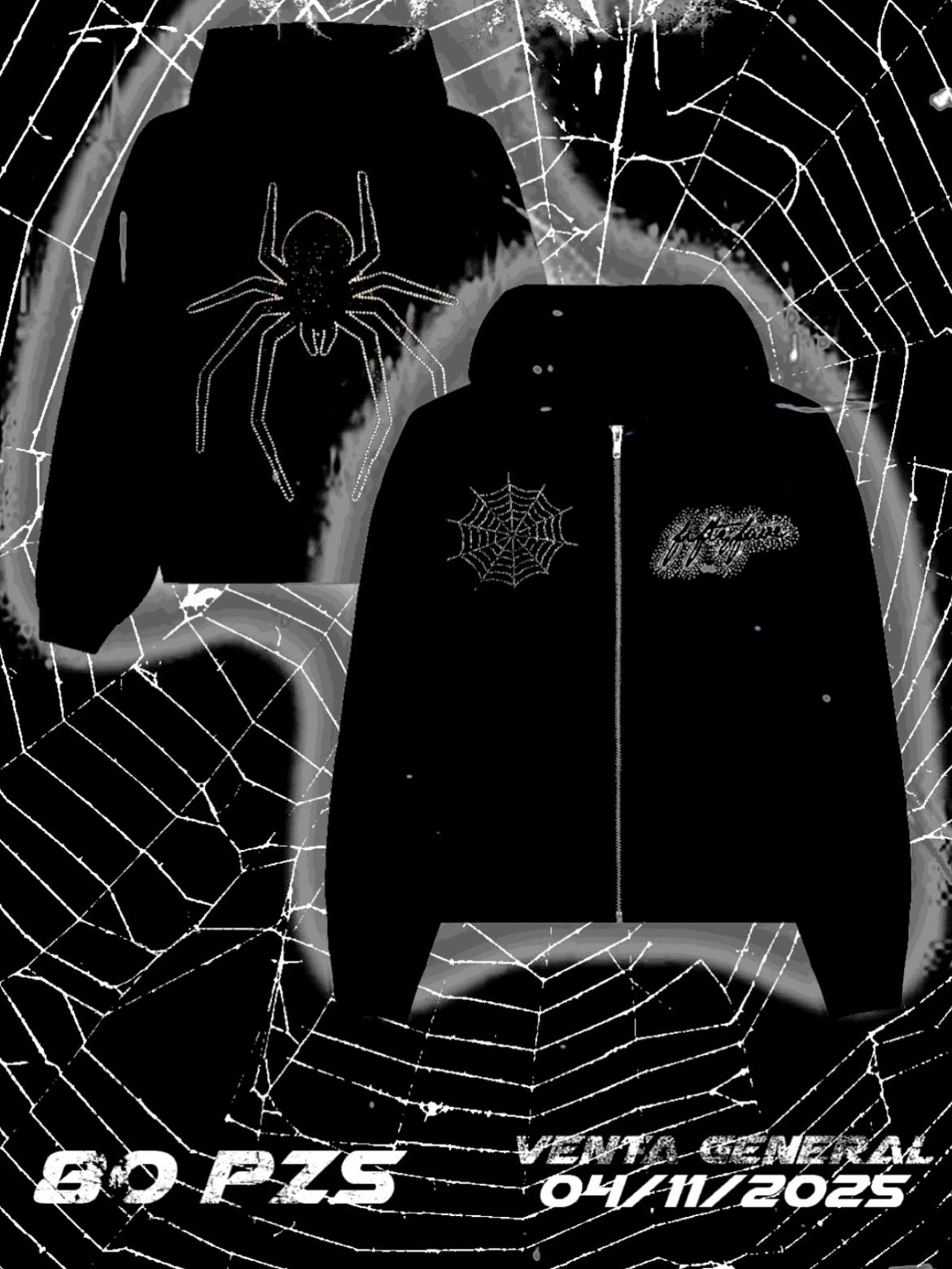 Hoodie FIFTY FAVE SPIDER CRYSTALS