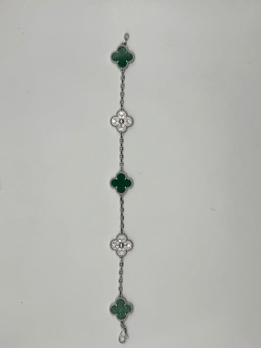 Pulsos de plata TIPO Van
Cleef Plata .925 bañada en oro plata verde con zirconia
