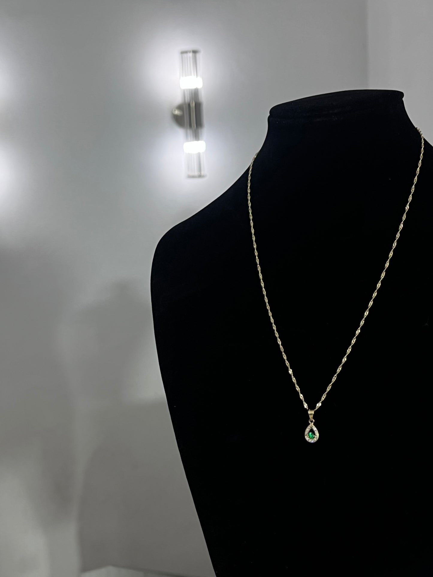 collar oro nacional dije verde 10k