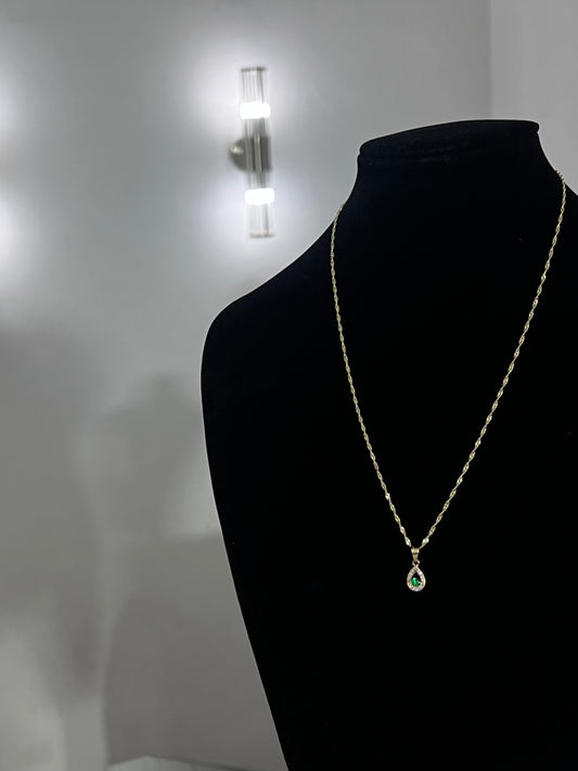 collar oro nacional dije verde 10k